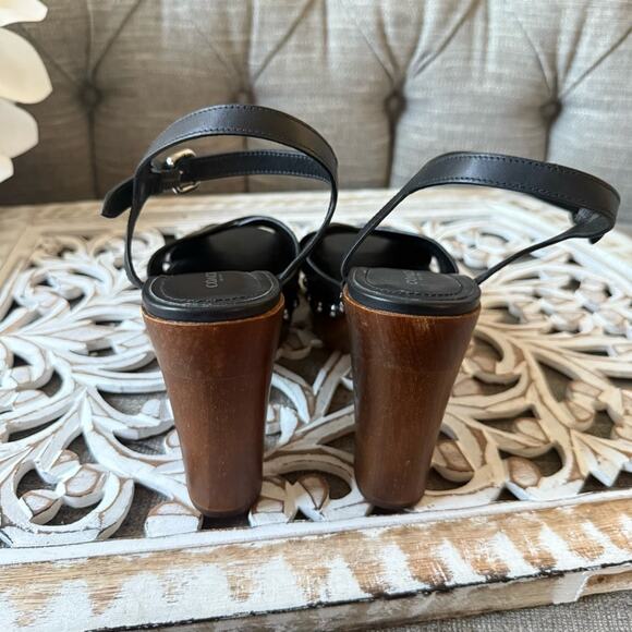 Coach Black Leather Studded Wood Heels Shoes Sandals Women’s 9 - Picture 4 of 9
